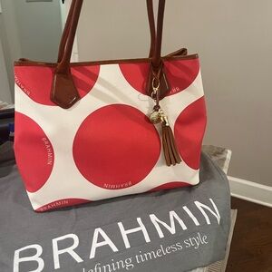 Brahmin Anytime tote- Red Polka Dot